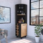 Meuble bar d'angle kaia, 179. 8 cm al x 44. 95 cm an x 44. 95 cm p , noir / miel
