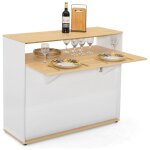 Meuble de bar extensible en table  manger 2 personnes vito blanc et plateau bois