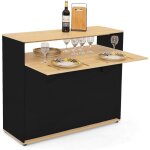 Meuble de bar extensible en table  manger 2 personnes vito noir et plateau bois