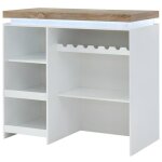 Vente - unique - meuble de bar halo ii - mdf laqu blanc - leds - blanc et chne