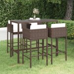 Vidaxl - meubles de bar de jardin 5pcs et coussins résine tressée marron Vidaxl - meubles de bar de jardin 5pcs et coussins résine tressée marron