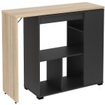 Meuble de bar pivotant avec rangements - naturel et anthracite - saturne