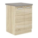 Meuble bas 2 portes battantes - d�cor chene sonoma - l 60 x p 51, 6 x h 85 cm - lassen
