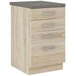 Meuble bas 4 tiroirs avec plan de travail - decor chene sonoma - l 40 x p 51, 6 x h 85 cm - lassen