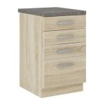Meuble bas 4 tiroirs avec plan de travail - decor chene sonoma - l 40 x p 51, 6 x h 85 cm - lassen