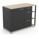 Demeyere - meuble de cuisine 1 porte 3 tiroirs effet chêne et noir mat - kitchy Demeyere - meuble de cuisine 1 porte 3 tiroirs effet chêne et noir mat - kitchy