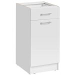 Meuble bas de cuisine eco blanc 1 porte 1 tiroir l 40 cm