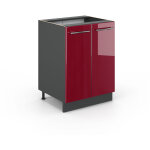 Meuble bas de cuisine fame - line, rouge bordeaux haute brillance, 60 cm sans plan de travail vicco