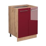 Meuble bas de cuisine fame - line, rouge bordeaux haute brillance, 60 cm sans plan de travail, vicco