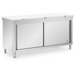 Work cabinet en acier inoxydable - 180 x 60 cm - 500 kg capacit de charge - y compris la plaque de dcoupe ...