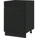 Meuble bas de cuisine lovia noir mat 1 porte 1 tiroir l 60 cm - porte avec poign�e int�gr�e coulisses ...
