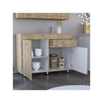 Meuble bas de cuisine orion, avec tiroir 89. 5cm l x 51. 6cm p x 120. 3cm l blanc / macadamia Meuble bas de cuisine orion, avec tiroir 89. 5cm l x 51. 6cm p x 120. 3cm l blanc / macadamia