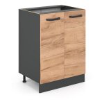 Meuble bas de cuisine r - line, chne de force dor, 60 cm sans plan de travail vicco