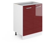 Meuble bas de cuisine r - line, rouge bordeaux haute brillance, 60cm, pt ch�ne, vicco