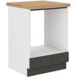Meuble bas pour four encastrable avec plan de travail - gris mat - l 60 x p 51, 6 x h 85 cm - lassen