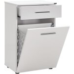Meuble bas avec panier � linges blanc lika 52cm