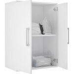Pegane ? meuble bas de cuisine blanc 60x30x67 cm ? panneaux de particules m�lamin�s ? 2 portes avec �tag�re ...