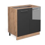Meuble bas sous - �vier fame - line, anthracite haute brillance, 80 cm avec �tag�re, sans plan de travail ...