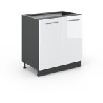 Meuble bas sous - �vier fame - line, blanc haute brillance, 80 cm avec �tag�re, sans plan de travail ...