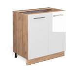 Meuble bas sous - �vier fame - line, blanc haute brillance, 80 cm avec �tag�re, sans plan de travail ...
