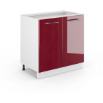 Meuble bas sous - vier fame - line, rouge bordeaux haute brillance, 80 cm avec tagre, sans plan de ...