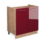 Meuble bas sous - �vier fame - line, rouge bordeaux haute brillance, 80 cm sans plan de travail vicco ...