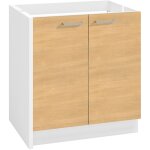 Moderna - meuble bas sous - vier onelia 80 cm mlamin 16mm chne s 2 portes + 1 tagre