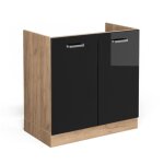 Meuble bas sous - �vier r - line, noir haute brillance, 80 cm sans plan de travail vicco