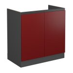 Meuble bas sous - �vier r - line, rouge, 80 cm j - shape, sans plan de travail vicco
