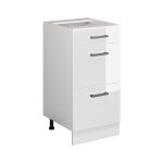 Meuble bas universel r - line, blanc haute brillance, 40 cm avec tiroirs vicco
