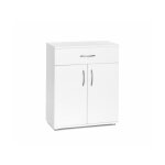 Meuble penderie blanc 57x69x29 cm ? 2 portes, 1 �tag�re, 1 tiroir ? structure panneaux de particules ...
