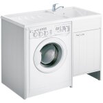 Meuble cache lave linge avec bac  laver rversible en pvc blanc 109x60 cm mod. irene