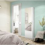 Abitare - meuble � chaussures avec porte miroir 50x22x180 cm blanc mat ? irlande