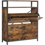 Vasagle meuble  chaussures avec 2 abattants, meuble de rangement, compartiment ouverts, sparateurs ...