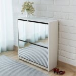 Vidaxl - meuble à chaussures 2 étages avec miroir 63x17x67 cm blanc Vidaxl - meuble à chaussures 2 étages avec miroir 63x17x67 cm blanc