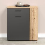 Ebuy24 - meuble  chaussures 2 portes 1 tiroir dcor chne et anthracite - nola