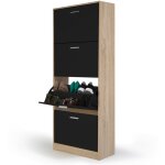 Idmarket - meuble � chaussures 24 paires klark imitation h�tre 4 portes noires