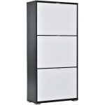 Homcom - meuble à chaussures 3 portes abattantes 3 compartiments mdf noir blanc laqué Homcom - meuble à chaussures 3 portes abattantes 3 compartiments mdf noir blanc laqué