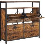 Vasagle - meuble  chaussures avec 4 abattants, meuble de rangement, compartiment ouverts, sparateurs ...