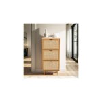 Bata - meuble  chaussures 60x23, 5x131 cm naturel avec cannage - aretha