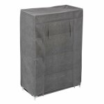 Pegane - meuble  chaussures, armoire  chaussures en tissu coloris gris anthracite - longueur 59 x profondeur ...
