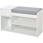 Homcom - meuble chaussures banc à chaussures 2 niveaux rangement, niche, tiroir, coffre intégré avec ... Homcom - meuble chaussures banc à chaussures 2 niveaux rangement, niche, tiroir, coffre intégré avec ...