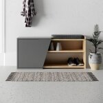 Toscohome - meuble � chaussures banc en ch�ne et anthracite 104 cm - fiona