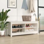 Meuble � chaussures banc � chaussures meuble d'entr�e blanc 110x38x45, 5 cm bois de pin massif 66140