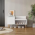 Modernluxe - meuble à chaussures - avec banquette et 2 compartiments - avec poignées et pieds en métal ... Modernluxe - meuble à chaussures - avec banquette et 2 compartiments - avec poignées et pieds en métal ...