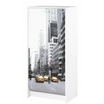 Meuble  chaussures blanc 7 tablettes 21 paires - coloris: scene new york 504
