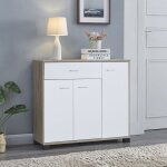 [en. casa] - commode bobeck panneau de particules 72 x 80 x 28 cm effet ch�ne blanc