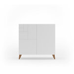 Meuble  chaussures, collection bergen, en mlamine blanc et pieds laqus en noyer.