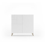 Meuble  chaussures, collection bergen, en mlamine blanc et pieds laqus en taupe.