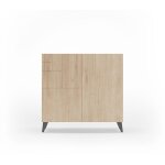 Meuble  chaussures, collection bergen, en mlamine chne clair et pieds cruss couleur graphite.